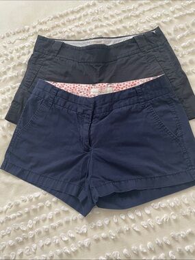 2 J Crew  chino shorts.  Navy and Black.